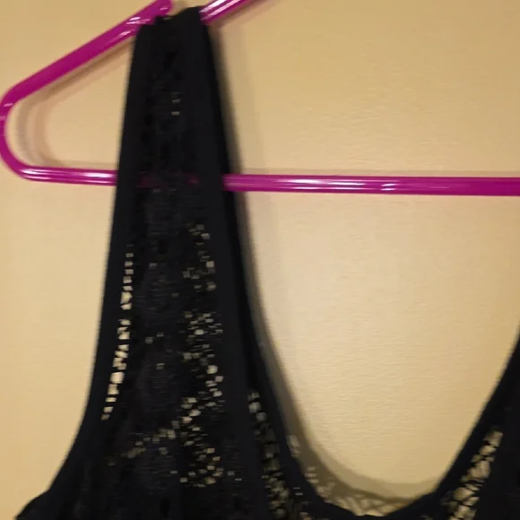 Pacific Beach Elegant Black Lace Top Swim Coverup w/Tie Up Detail - Picture 8 of 10